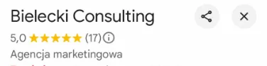 Opinie klientów w Google - średnia ocen 5,0